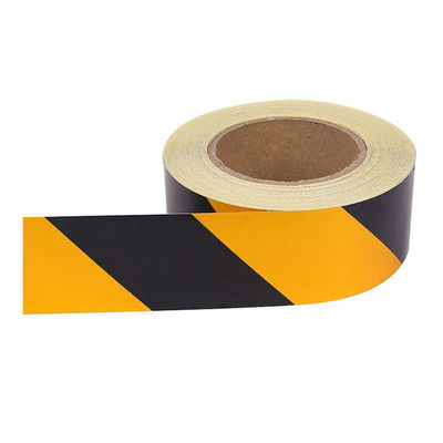 Cintas de advertencia de PVC de color negro y amarillo Línea de advertencia de tráfico de ingeniería de seguridad contra incendios, cinta reflectante de rosca negra y amarilla