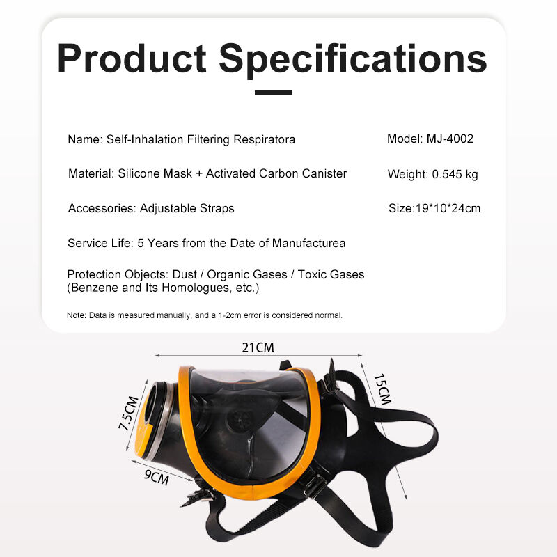 Yellow silicone self-priming filtering respirator protects against toxic gases and dust