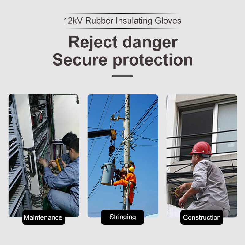 Natural Rubber Insulating Gloves 1.2 Class 12KV Test Voltage AC ≤8000V for Electrical Maintenance, Power Distribution