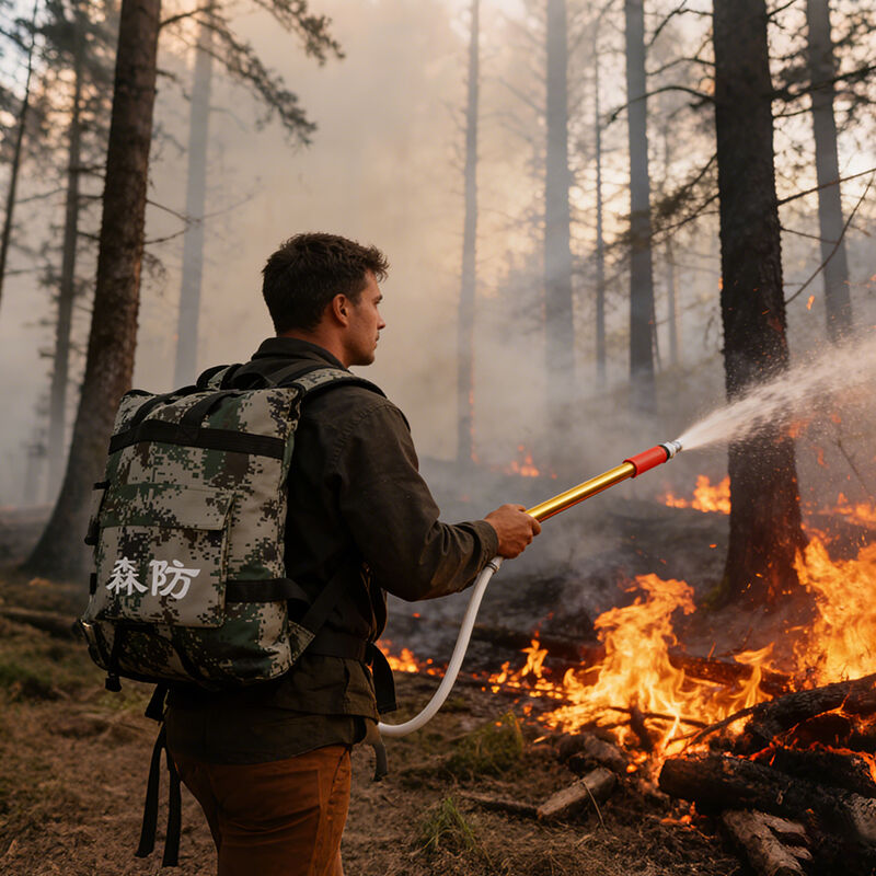 Reciprocating Water Mist Fire Extinguisher Backpack Type 2.5kg Lightweight Dual-Nozzle Direct/Scattered Spray for Wildfire