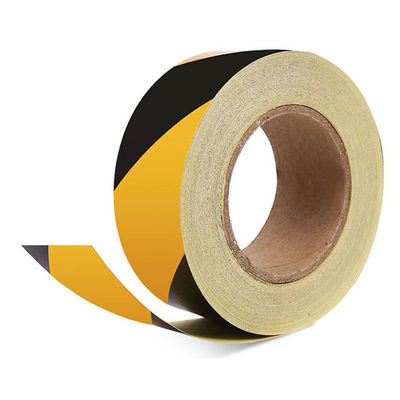 Cintas de advertencia de PVC de color negro y amarillo Línea de advertencia de tráfico de ingeniería de seguridad contra incendios, cinta reflectante de rosca negra y amarilla