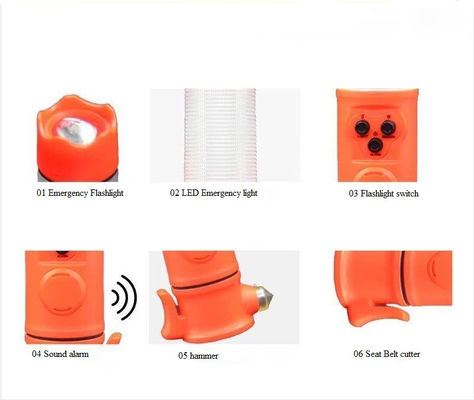 Seis en una linterna multifunción iluminación de emergencia de advertencia flash seguridad del coche martillo rotor de ventanas