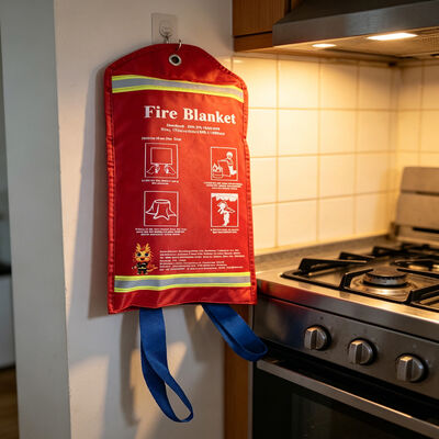 JAT-1101 manta contra incendios de fibra de vidrio EN 1869:2019 Certificada resistente al calor a 500 °C Blanca extinguidora de incendios blanca 1m x 1m